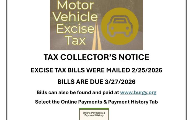 flyer stating excise tax bills were mailed